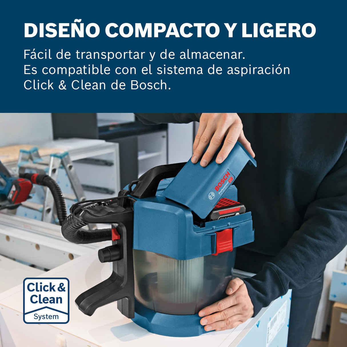 Bosch Professional 18V System GAS 18V-10 L - Aspirador a batería (depósito 10 l, 90 mbar, ruedas, sin batería)