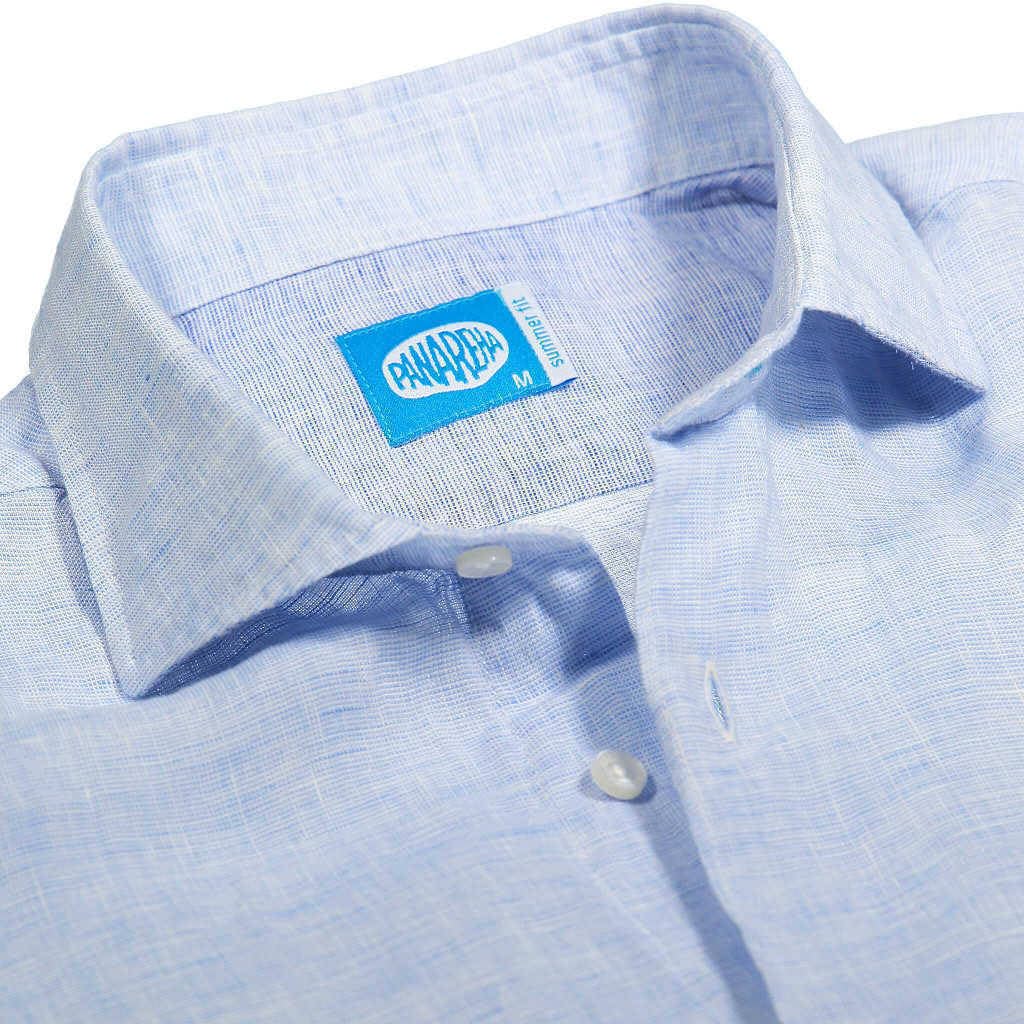 Panareha Camisa Polera Hombre Lino MAMANUCA Azul Claro (L)