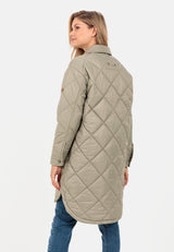 camel active Chaqueta Larga Acolchada en Estilo Overshirt Coat, Verde, 46 para Mujer