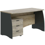 Habitdesign Mesa de Despacho con 3 Cajones, Mesa de Oficina o Estudio, Modelo Stil, Acabado en Gris Antracita y Roble Alaska, Medidas: 136 cm (Ancho) x 67 cm (Fondo) x 74 cm (Alto)
