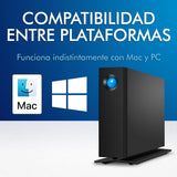 LaCie d2 Professional 30TB — USB‑C Disco Duro Externo de sobremesa, para Mac y Windows — Incluye Rescue Data Recovery