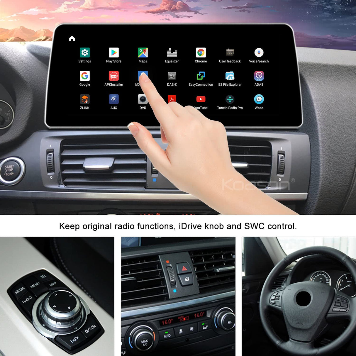 Koason 12.3inch Android12 Pantalla CarPlay GPS Reproductor Multimedia para X3 X4 F2 F26 2013-2016 Año NBT