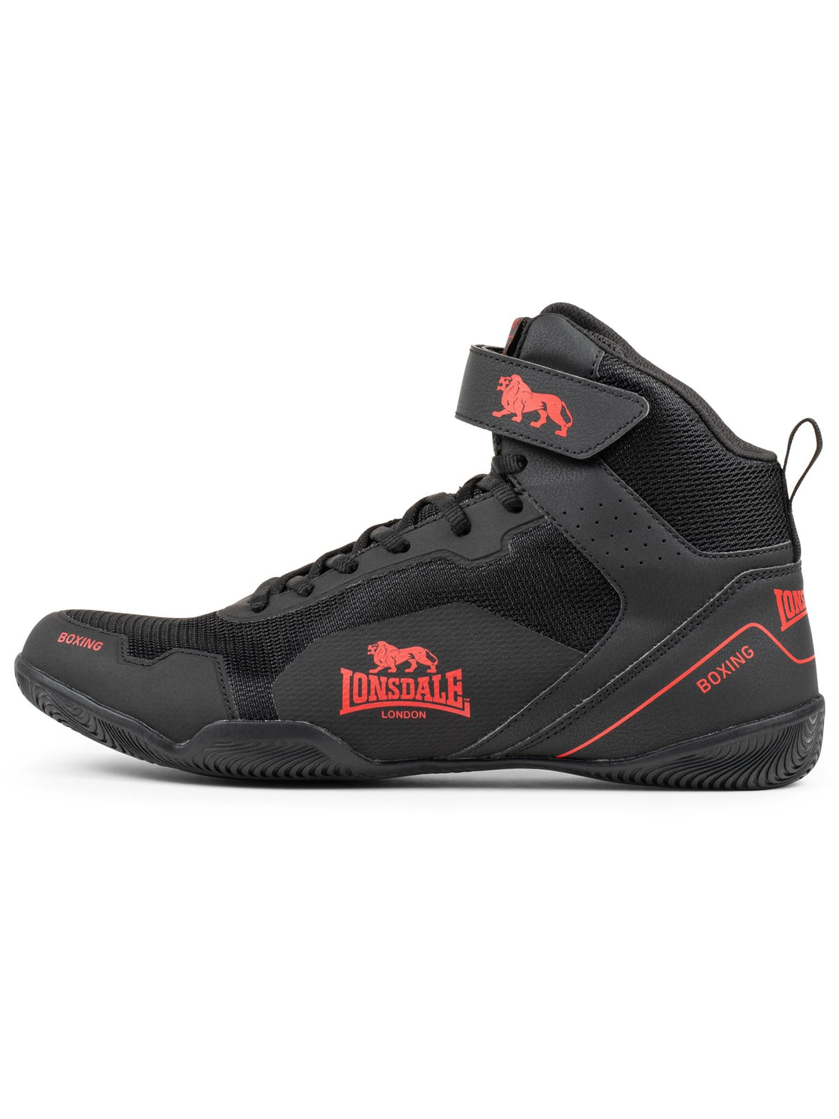 Lonsdale Rufford, Zapatillas de Boxe Unisex Adulto, Negro Rojo, 40 EU