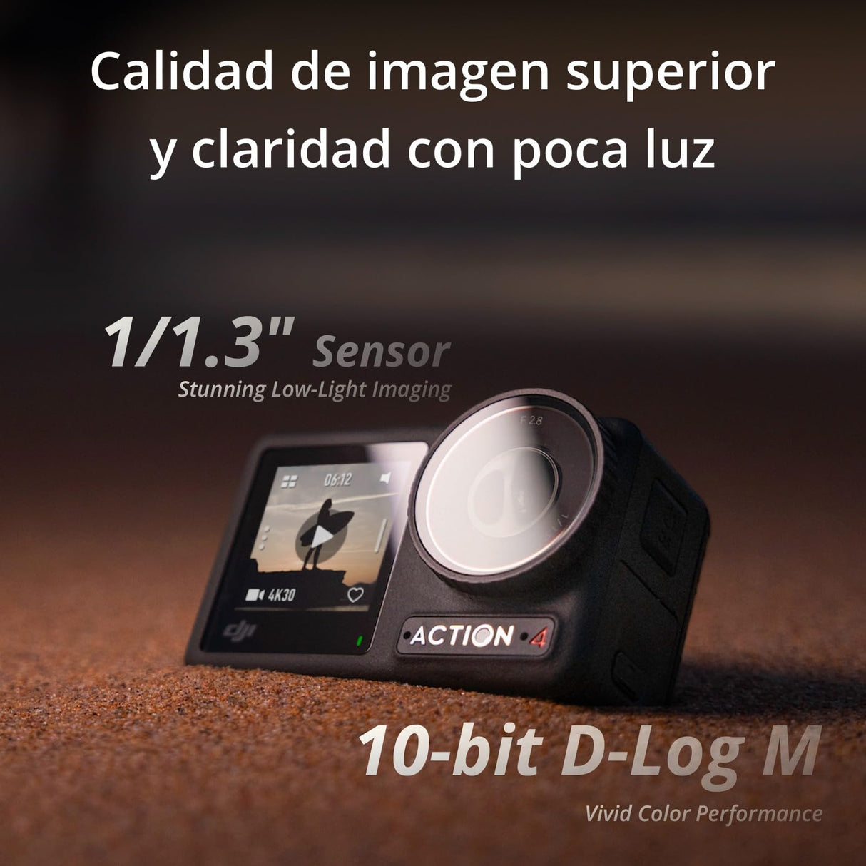 DJI Osmo Action 4 Pack Esencial: cámara de acción Sumergible 4K/120 fps con un Sensor de 1/1.3 Pulgadas, Gran Rendimiento con Poca luz, Color D-Log M de 10 bits, batería Duradera de 1770 mAh