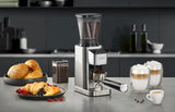CASO BaristaChef Inox - Molinillo de café eléctrico con muelas cónicas, pantalla táctil, temporizador digital y sobresaliente, capacidad de 250g, 48 niveles de molienda precisos - acero inoxidable