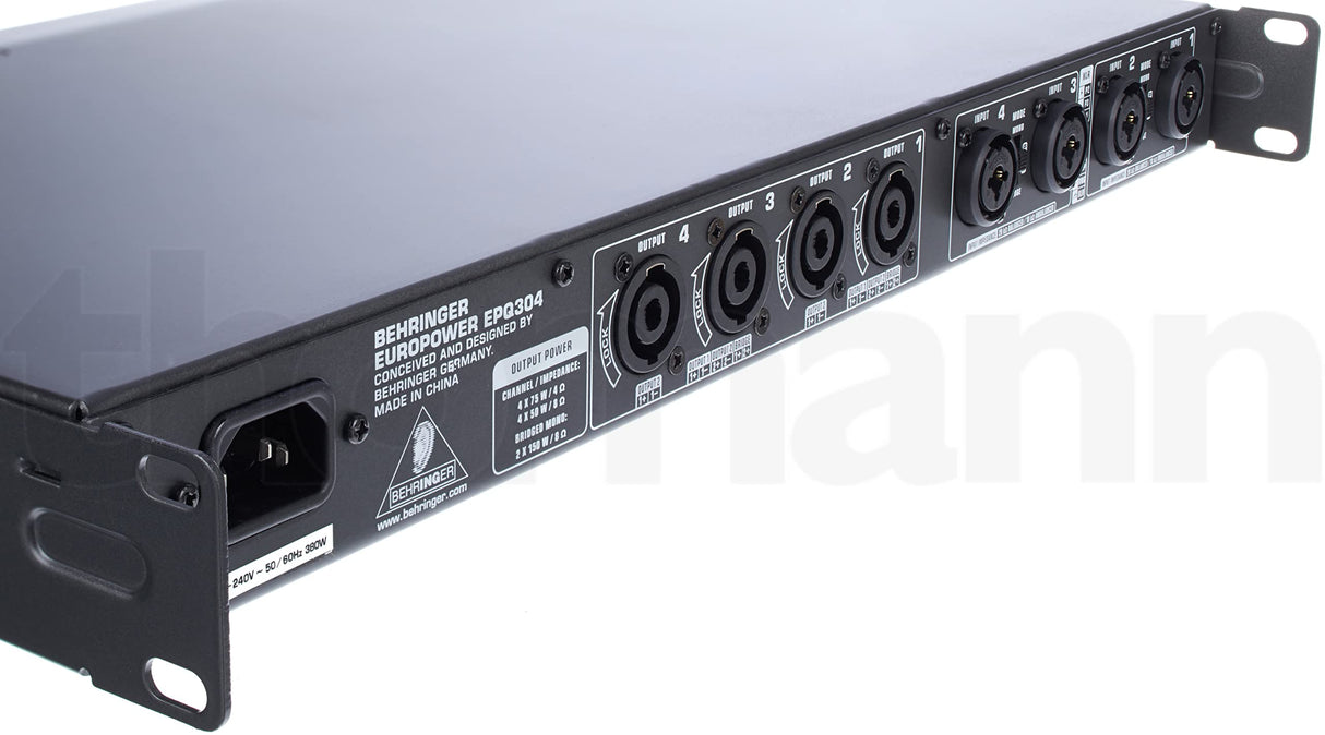 Behringer EPQ304 Amplificador Potente De 4 Canales De 300 Vatios Profesional Con Tecnología ATR, Accelerated Transient Response