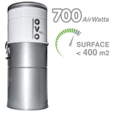 OVO OVO-700ST-35H Aspiradora centralizada, 1700 W, 65 Decibeles, Acero, Gris
