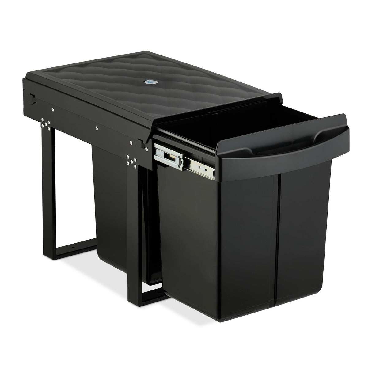 Relaxdays Cubo de Basura Cocina, 2 Espacios, 2X 20 L, 41,3x34x51,8 cm, Extraíble, Papelera Reciclaje Fregadero, Negro, Acero, Plástico, 2 x 20 L