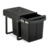 Relaxdays Cubo de Basura Cocina, 2 Espacios, 2X 20 L, 41,3x34x51,8 cm, Extraíble, Papelera Reciclaje Fregadero, Negro, Acero, Plástico, 2 x 20 L