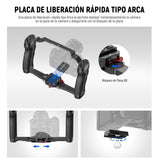 NEEWER Jaula Cámara Video Rig con Placa Liberación Rápida Arca, Empuñadura Dual, Roscas ARRI 3/8" y 1/4", Zapata Fría, Cage Estabilizador Universal Compatible con SmallRig NEEWER Placa Base, CA077