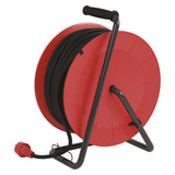 Emos P08250 Enrollacables Profesional alargador, de la Empresa, Grado de protección IP44, m de Cable con 4 enchufes Schuko, 1,5 mm2 Goma, para Uso Exterior, 50 Meter