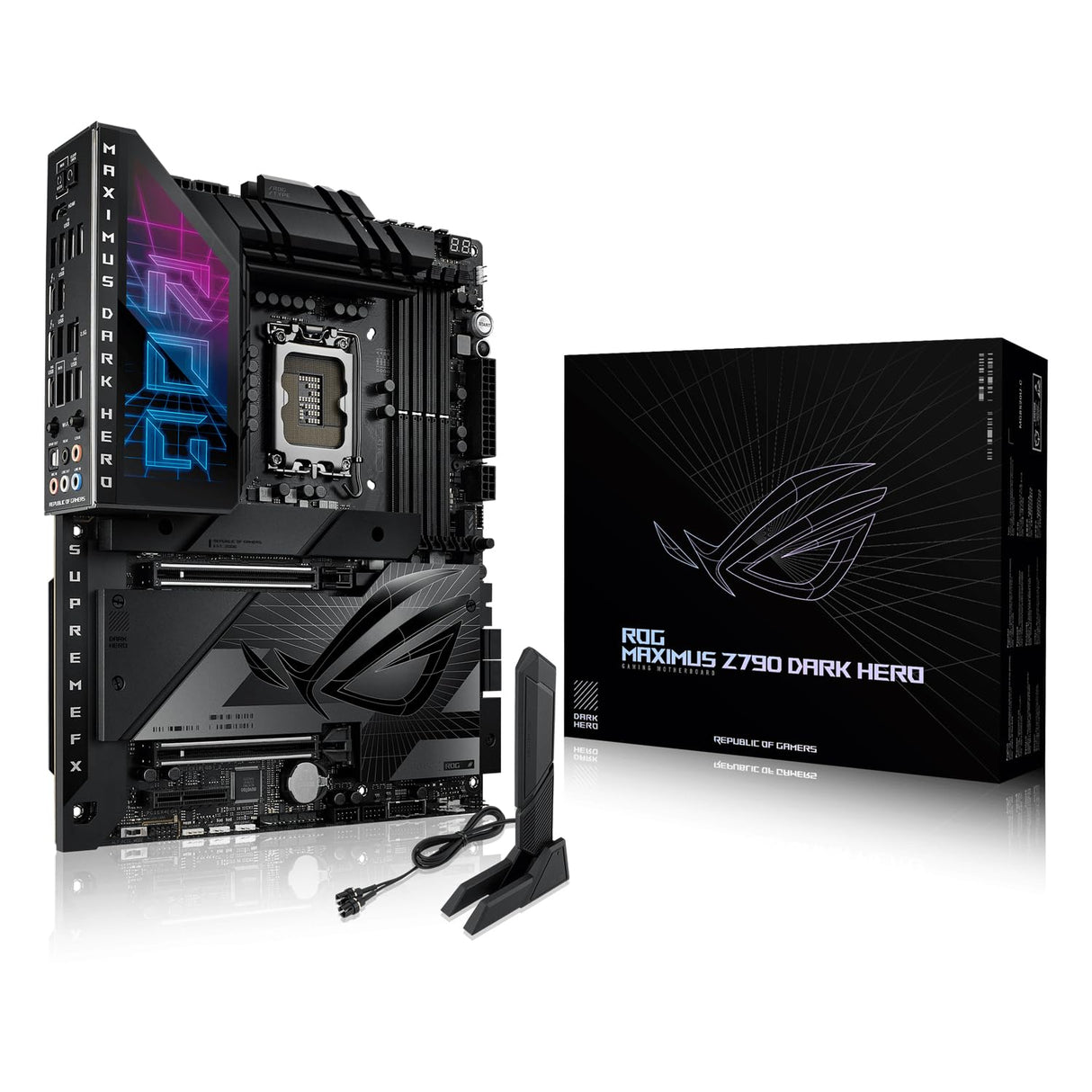ASUS ROG Maximus Z790 Dark Hero - Placa Base Intel Z790 LGA 1700 ATX con 20+1+2 DrMos, DDR5, Wi-Fi 7, M.2, SSD PCIe 5.0, Q-Release, Thunderbolt 4, Quick Charge 4+, IA, Aura Sync con Polymo Lighting