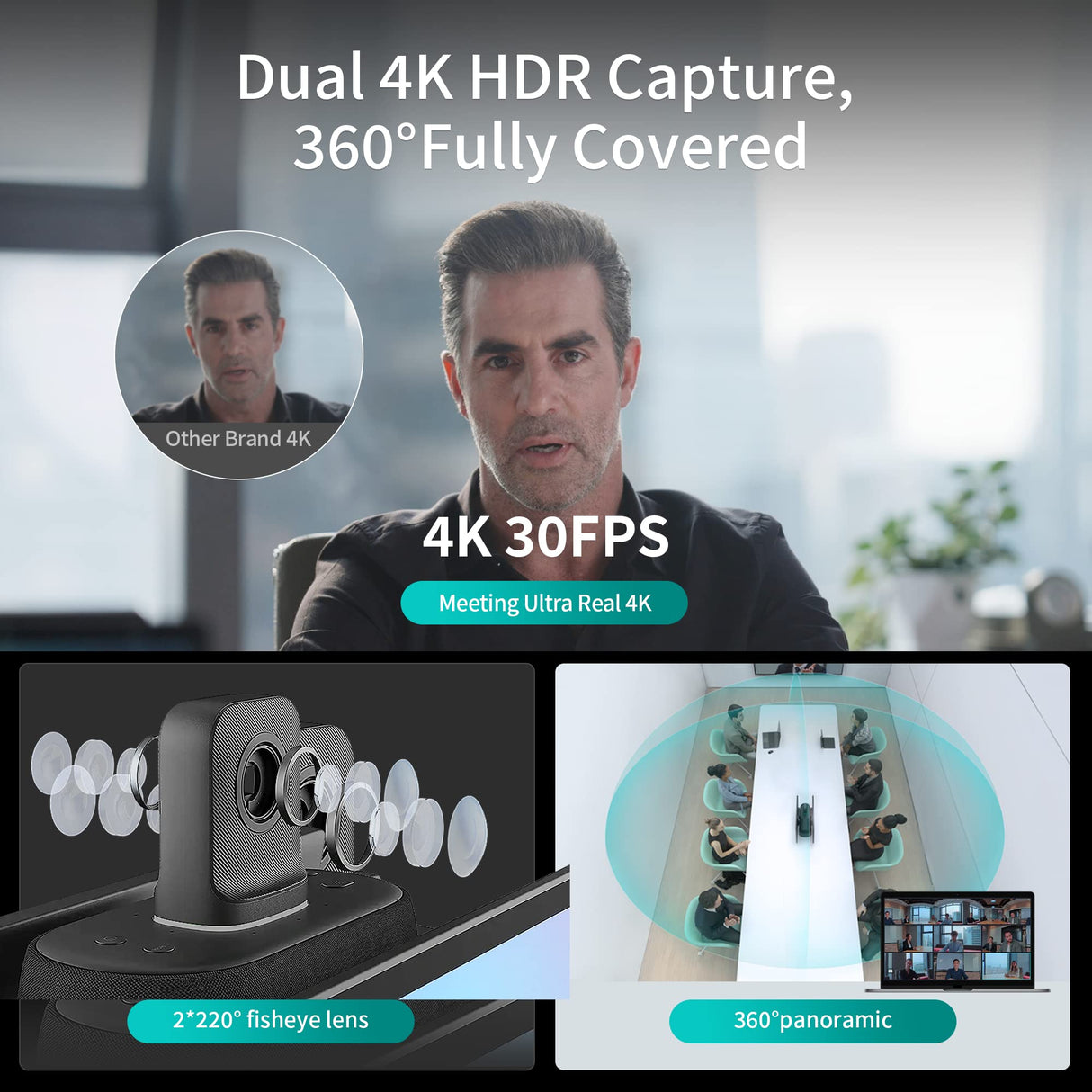 KanDao Meeting Ultra Sistema de conferencias Todo en uno, Pantalla táctil 1080P FHD de 15.6 Pulgadas, Captura Dual 4K 30FPS HDR, Equipo de conferencias 360, AI, Centro de