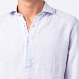 Panareha Camisa Polera Hombre Lino a Rayas Samui Azul (L)