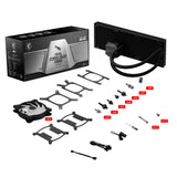 MSI MAG CORELIQUID M360 AIO CPU Refrigeración líquida - 12 vías Split-Flow de refrigeración por agua, tubos a prueba de evaporación, Soporta socket mainsteam como AM5 y 1700.