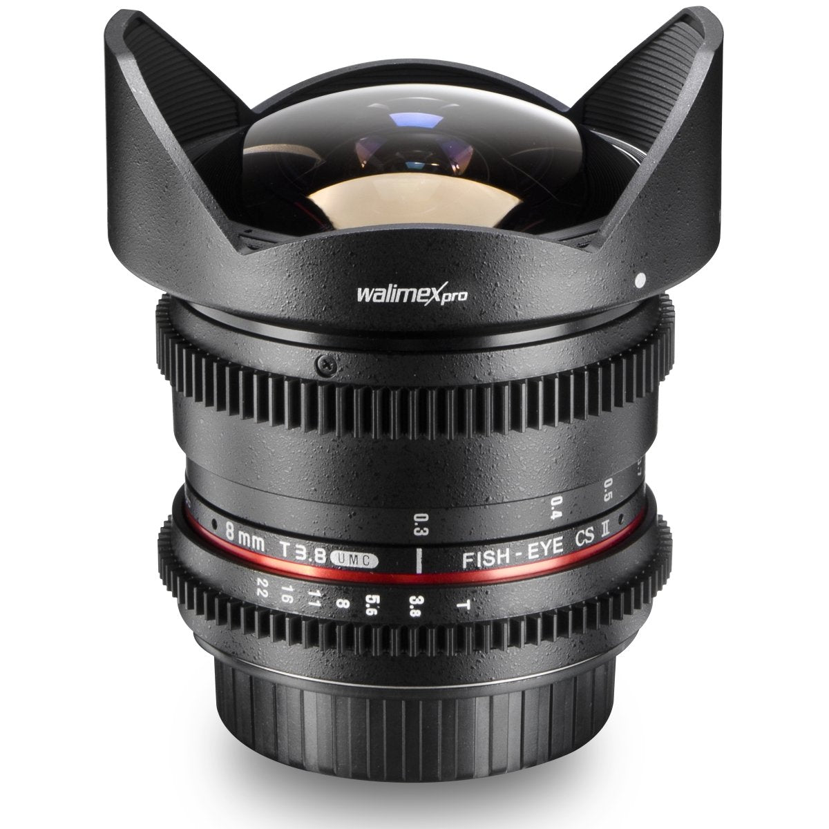 Walimex Pro 8 mm f/3.8 - Objetivo para Nikon (Distancia Focal Fija 8mm, Apertura f/3.8-22) Negro