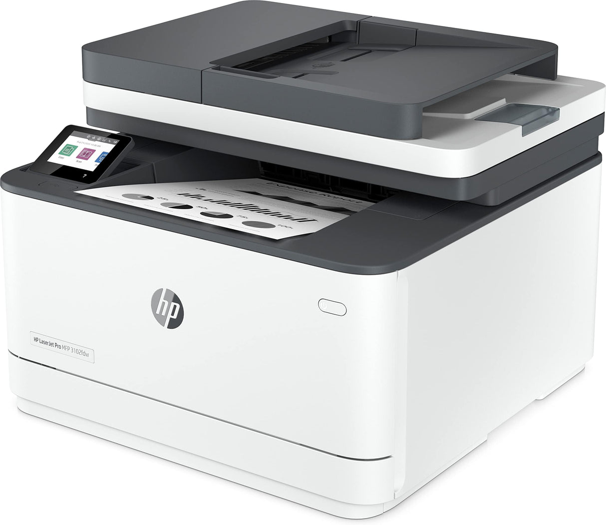 HP LaserJet Pro 3102fdw 3G630F, Impresora Láser A4 Multifunción Monocromo a doble cara automática, Escaner, Copiadora, Fax (33ppm, Wi-Fi, Procesador 800MHz, Memoria 512MB, HP Smart App) Blanca y Gris