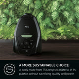 AEG VX82-1-ÖKO Aspirador con Bolsa, 75% Material Reciclado, Negro
