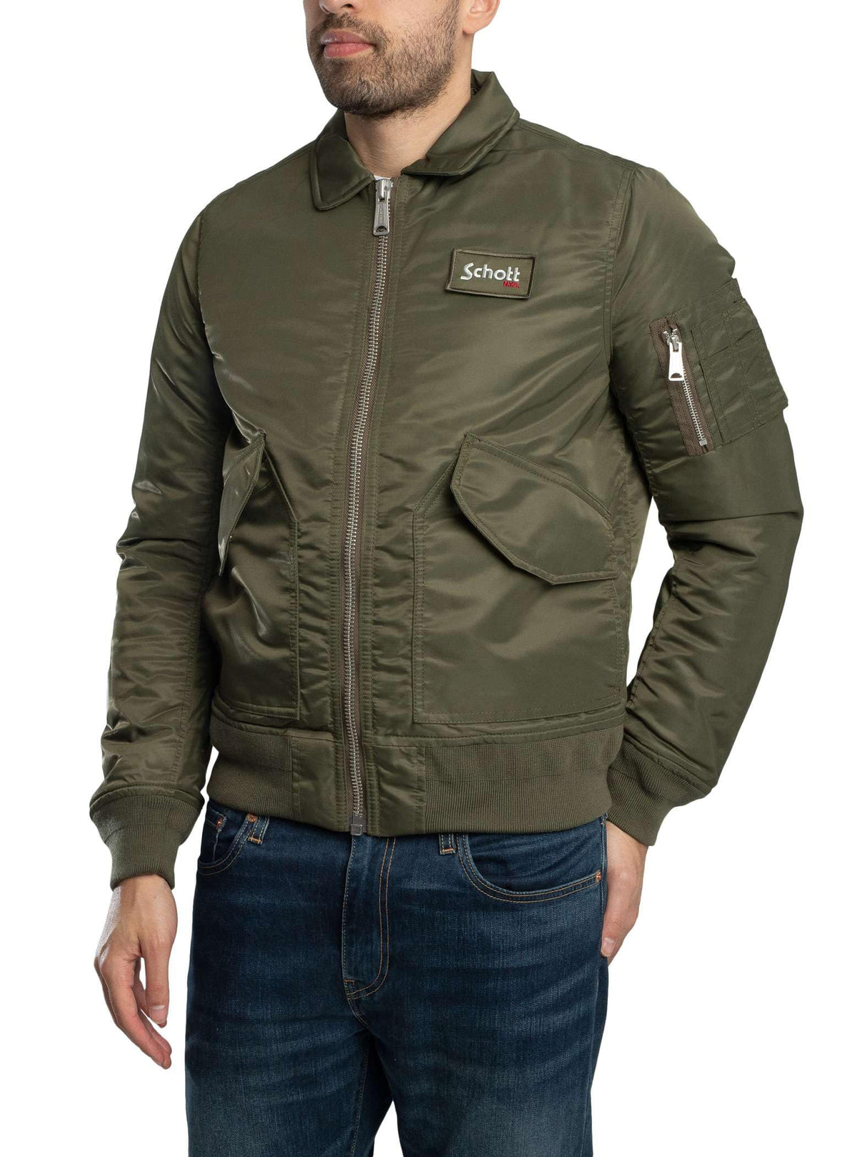 Schott NYC 210100RS, Chaqueta para Hombre, Kaki Del Ejército, M