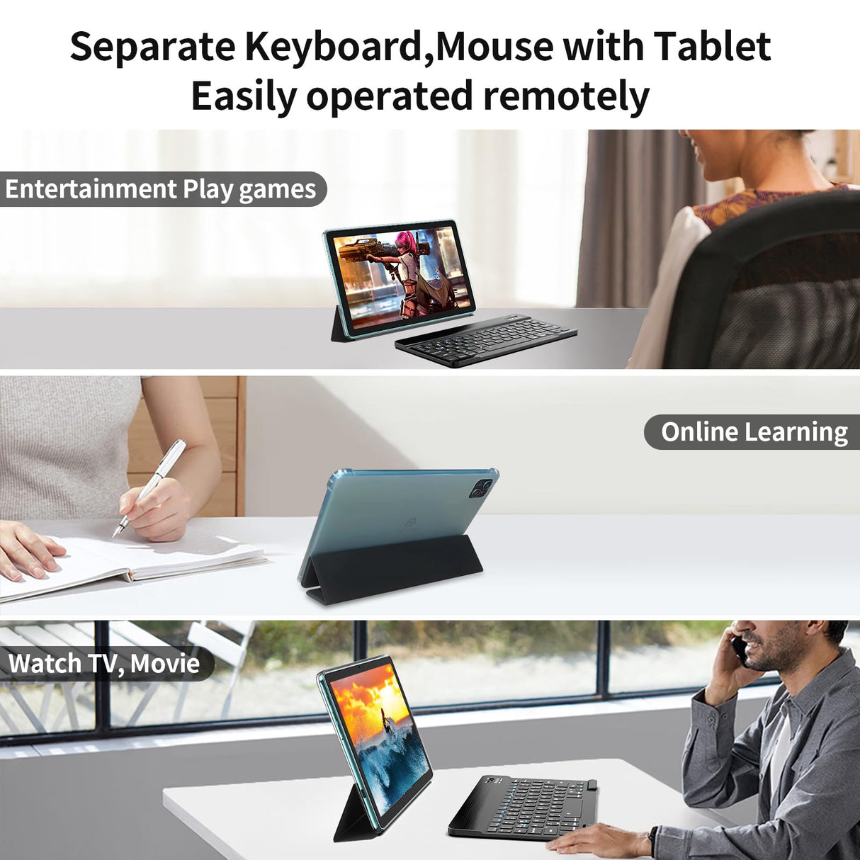 PRITOM Tablet Android 13.3 en 1, 8 GB (4+4), 128 GB, Extensible 1 TB, 8000 mAh, Tablet WiFi, procesador Qcta Core, WiFi 6, Bluetooth, Tablet de Juegos, Tablet PC con Bolsa, Teclado, ratón, Azul
