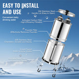 VEVOR Sistema de Filtración de Agua por Gravedad 7,5 L Sistema de Encimera Acero Inoxidable Reduce Plomo y hasta 99% de Cloro con 2 Filtros de Carbón Activado, 2 Filtros de Desfluoración, Grifo