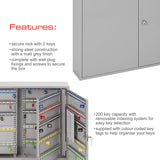 Burg-Wachter KC200HL Sterling Gabinetes de llaves de doble puerta resistentes, gris, 200 ganchos para llaves
