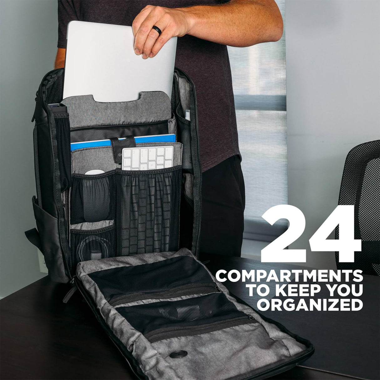 Gomatic Backpack 20-24 L | Mochila para Diario | Mochila de Viaje | Mochila para Portátil | Bolsa de Gimnasio | Equipaje de Mano | Material muy Resistente y Fuerte | Impermeable