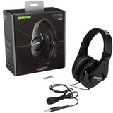 Shure SRH240A-BK-EFS Auriculares de diseño cerrado, para estudio y aplicaciones profesionales, cable desmontable, almohadillas de terciopelo, plegables - Negro