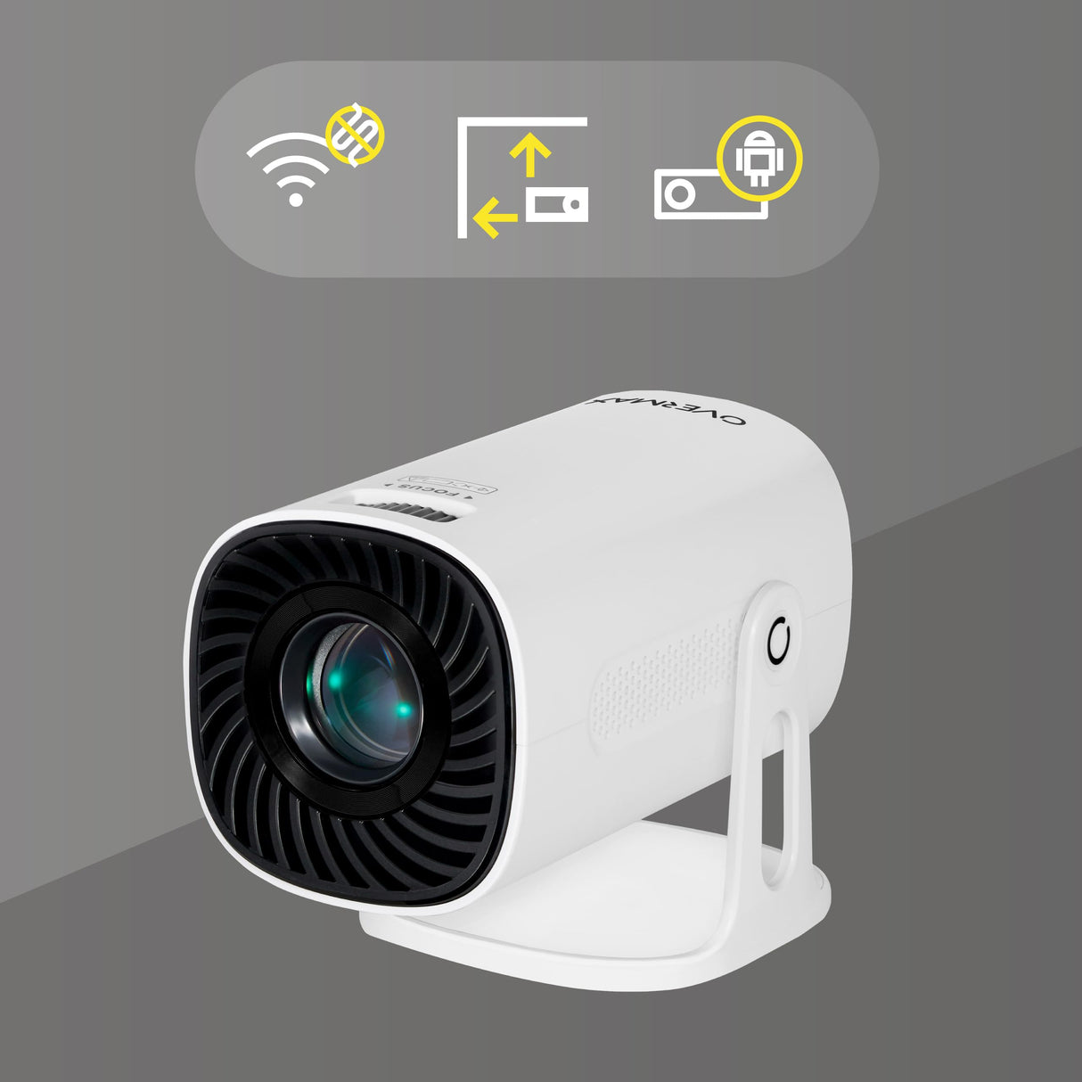 OVERMAX MULTIPIC Veer Mini Proyector 4K FullHD, Corrección Keystone, Imagen hasta 200", Wi-Fi Bluetooth, 2000 Lúmenes 120 ANSI, Proyector de Estrellas, Mando a Distancia, Android, Cine en Casa