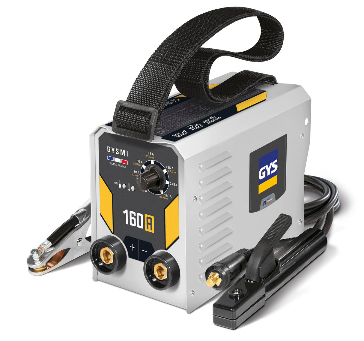 GYS, GYSMI 160A, estación de soldadura de electrodo recubierto 160A monofásico 230V (MMA), arco fuerza, antisticking, Hot Start, Con Maleta, portaelectrodos, cable de masa