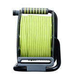 Masterplug Pro-XT Enrollacables de carrete de cable abierto de cuatro tomas con asa de bobinado, interruptor térmico e interruptor de alimentación, cable de alta visibilidad de 50 metros