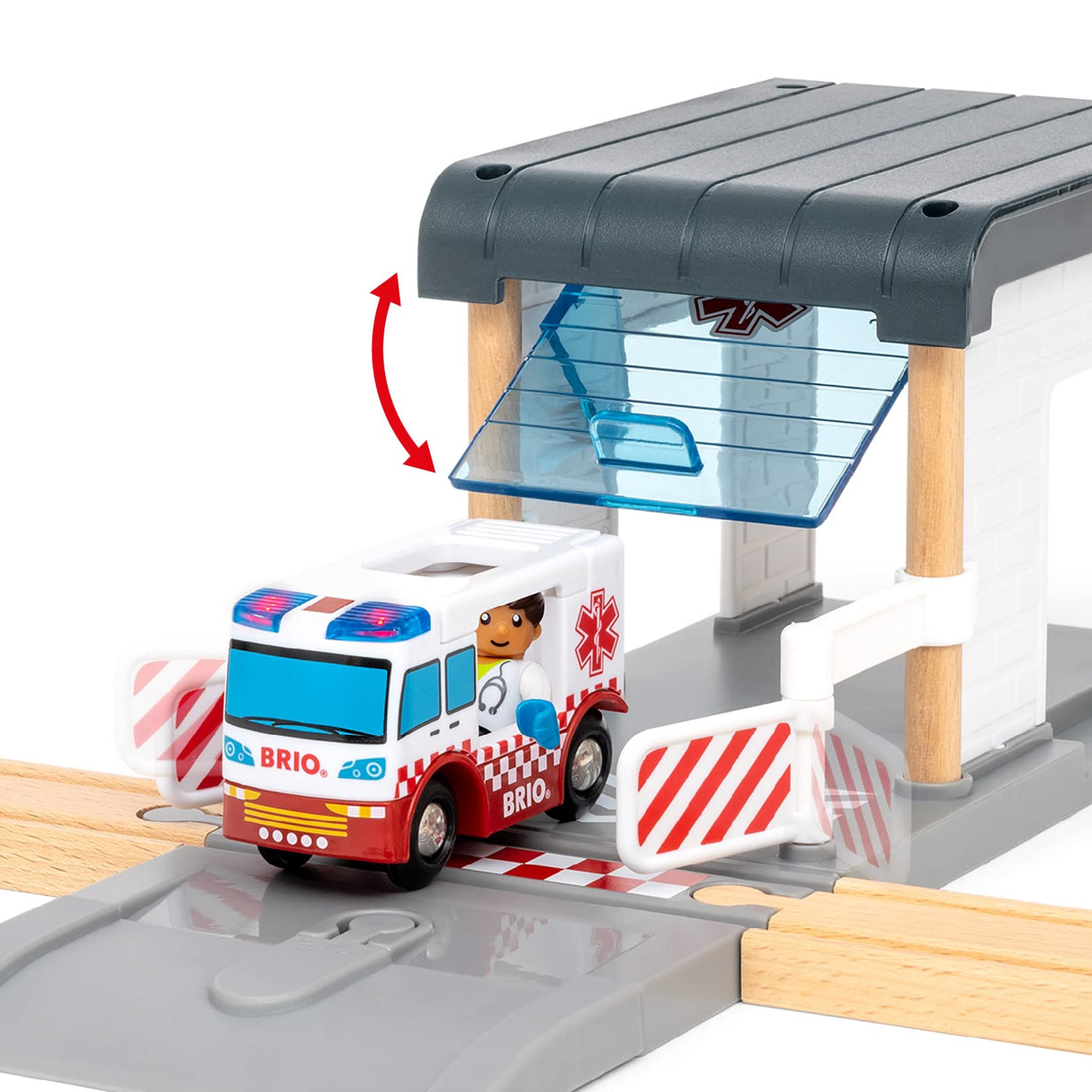 BRIO World - Set Ferroviario Equipo de Rescate, World Ferrocarriles, Set de Construcción de Madera, Juguete para Niños y Niñas 3+ Años, 44 Piezas