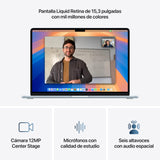 Apple 2025 MacBook Air de 15 Pulgadas con Chip M4: diseñado para Apple Intelligence, Pantalla Liquid Retina de 15,3 Pulgadas, 16 GB de Memoria unificada, 256 GB SSD, Teclado español; Azul Cielo