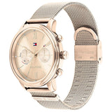 Tommy Hilfiger Reloj Analógico de Cuarzo Multifunción para Mujer con Correa de Malla de Acero Inoxidable de Oro Rosa - 1782303