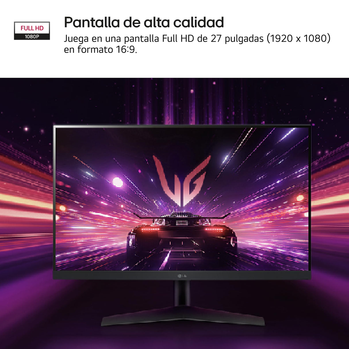 LG 27GS60F-B - Monitor Gaming Ultragear, 27", Full HD 1080p, (1920x1080), AMD FreeSync, Compatible con NVIDIA G-Sync, 180Hz, 1ms, 16:9, Panel IPS, Negro