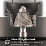 GRAEF CM 800 Molinillo de Café Eléctrico 128W, 350g, Molino Cónico Inox, Aluminio, 40 Niveles, Portafiltro, Antiestático, Plata