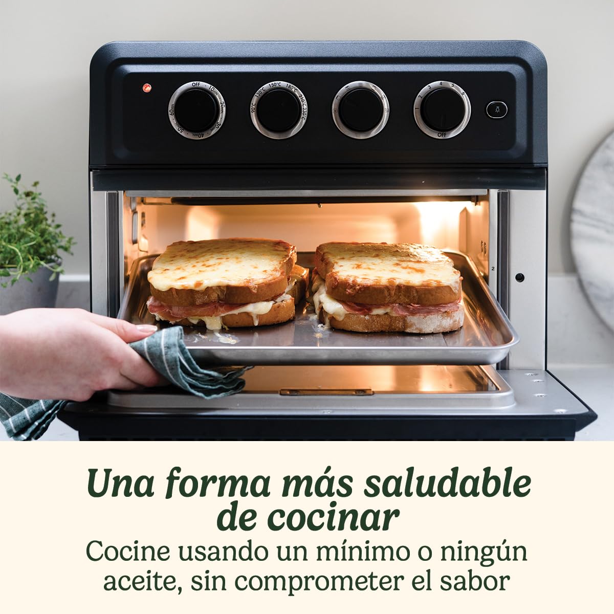 Cuisinart Mini Horno Freidora | 7 en 1: Freír, Asar, Hornear, Gratinar, Empanadillas, Tostar y Mantener caliente | 2 niveles de cocción, gran capacidad de 17L, espacio pollo entero de 1.8kg