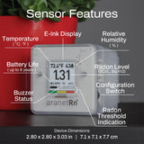 SAF Aranet - Detector de radón para el hogar: medición de 10 Minutos, Temperatura, Humedad Relativa, presión, Pantalla de Tinta electrónica, batería de 7 años, portátil con aplicación Gratuita