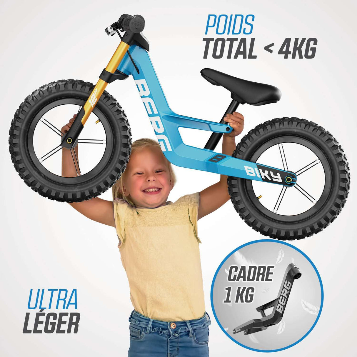 Berg Biky Cross Blue Handbrake Bicicleta Infantil, Unisex Youth, Azul, 12 Pulgadas
