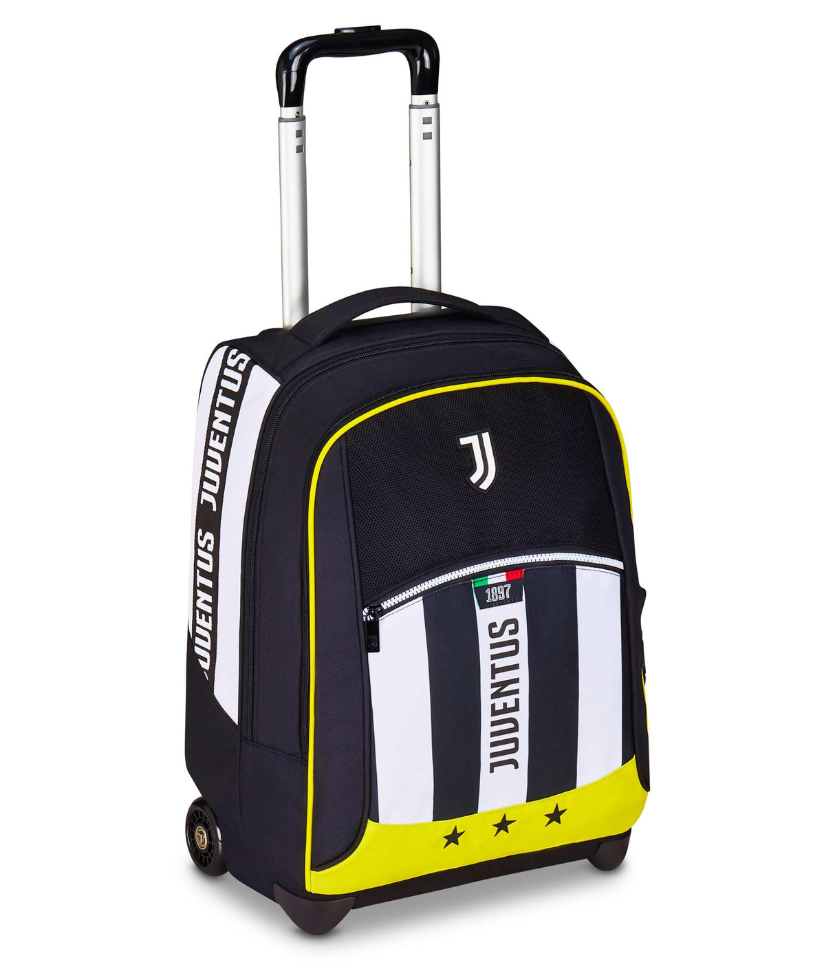 Seven Juventus Big Trolley escolar fijo, blanco y negro, 2 en 1, doble uso, trolley y mochila, escuela primaria, niño, fútbol, Negro, Talla única, Casual