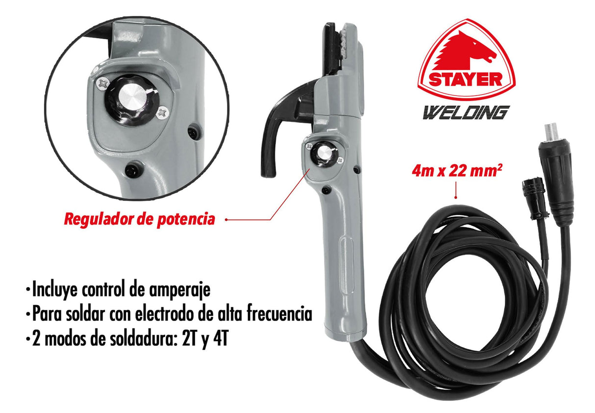 Equipo inverter para soldadura para electrodo recubierto con Alta Frecuencia HF, sinergico y pulsado, con 230A. PRO MAX 230 HF