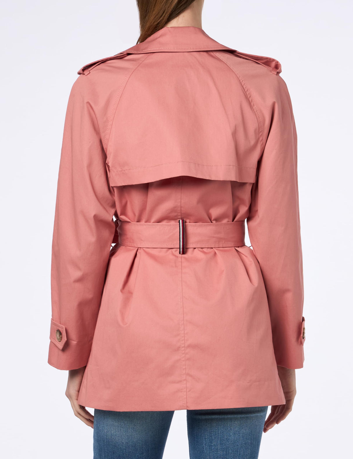 Tommy Hilfiger Abrigo Mujer Cotton Short Trench Gabardina, Rosa (Teaberry Blossom), 38
