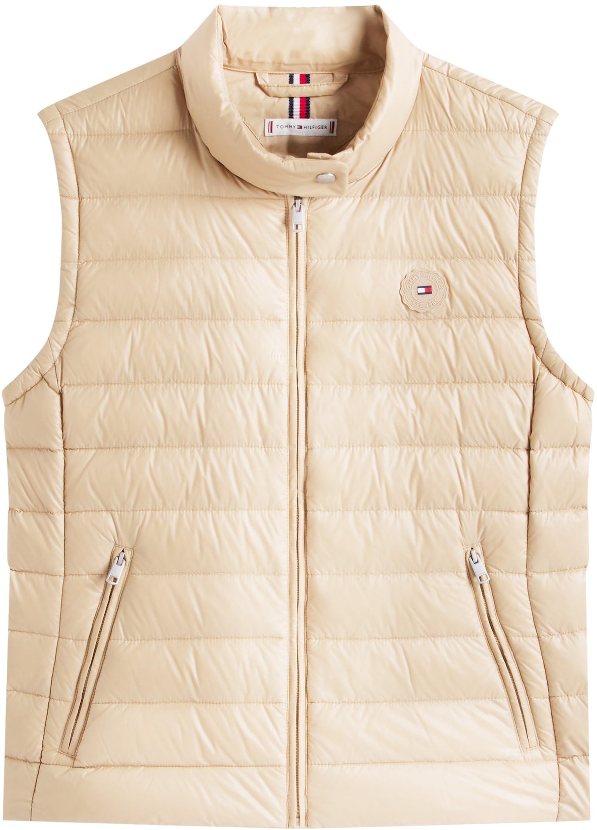 Tommy Hilfiger Chaleco Mujer con cuello vuelto, Beige (Beige), M