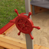 KidKraft Arenero Infantil de Barco de Piratas, Arenero Niños de Madera, Incluye Cubierta, Cubierta de Suelo, Banco, asta de Bandera, Juegos para jardín y Exterior (00128)