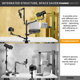 TARION Soporte Camara Mesa Brazo: Soporte para Camara de Escritorio Flexible Overhead Camera Mount Rig Fotografia con Brazo Articulado para Luz de Anillo Micrófono Video Titanrig(Conjunto de Mesa)