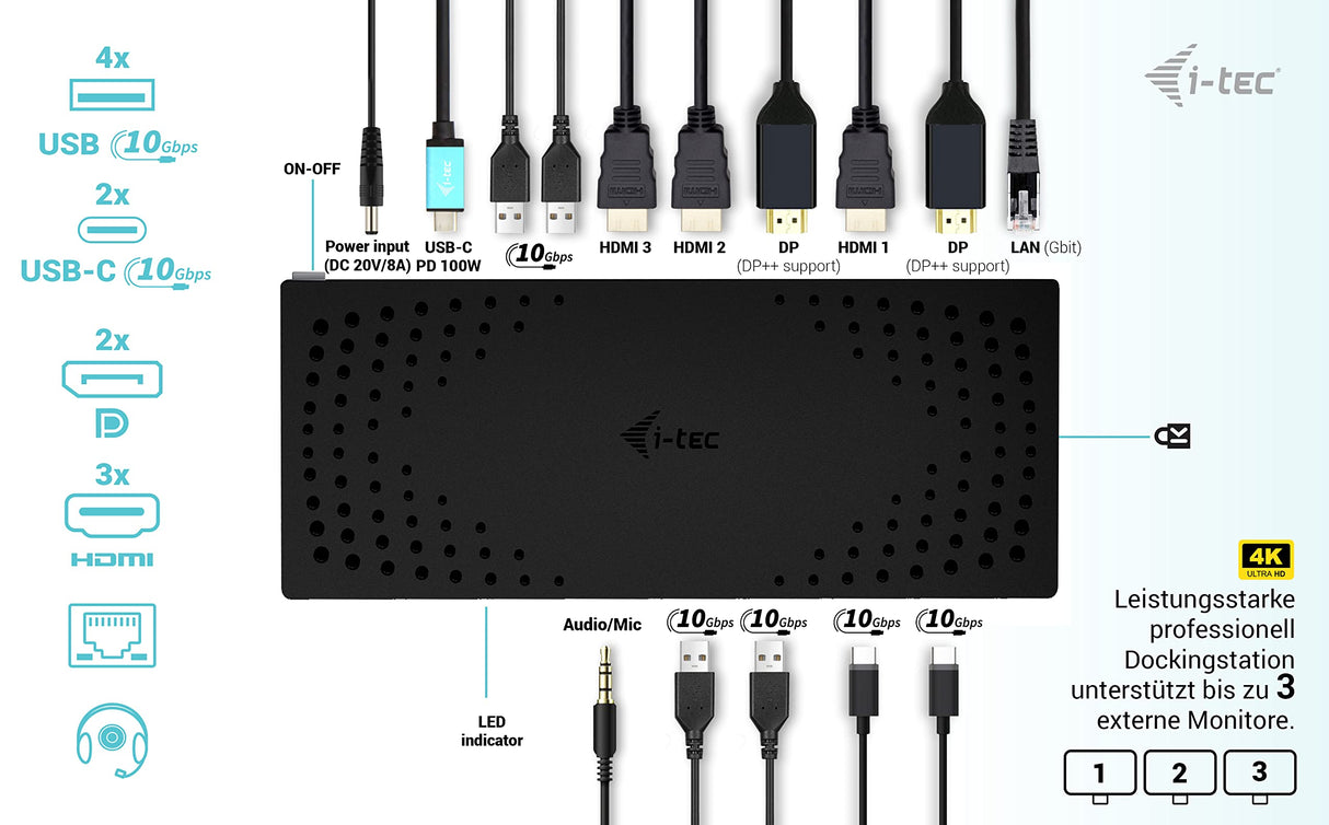 Hub USB i-Tec CATRIPLE4KDOCKPD2
