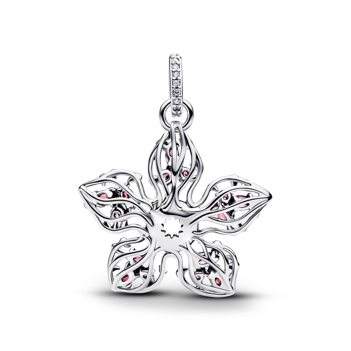 PANDORA Stranger Things Demogorgon 793567C01 - Colgante grande de plata de ley con circonitas, compatible con pulseras Moments, Rot, Plata de ley, Circonita cúbica
