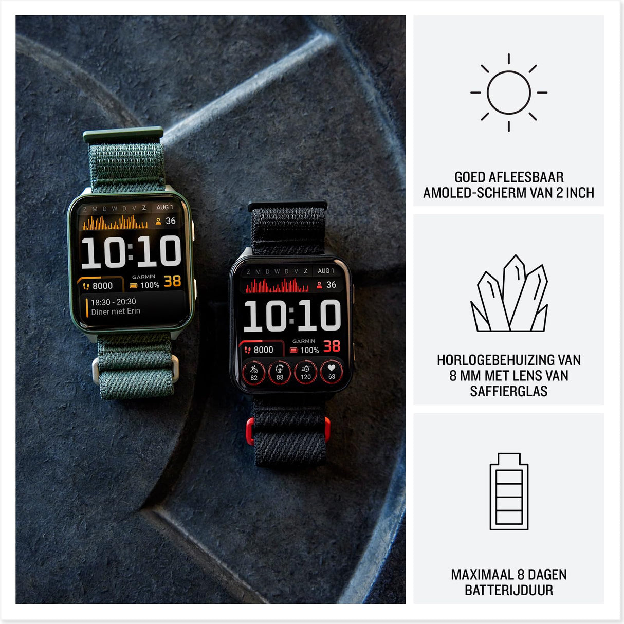Garmin Reacondicionado Venu X1, Smartwatch Premium con GPS, Pantalla AMOLED de 2'', Funciones de Salud y Bienestar 24/7, Linterna LED, hasta 8 días de autonomía, Verde,Reacondicionado