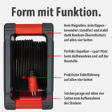 Brennenstuhl Carrete de cable profesional KA 5100 5 IP44 (cable H07RN-F 3G1,5 de 50 m en negro, 5 tomas de seguridad, uso en obra y exterior permanente, fabricado en Alemania)