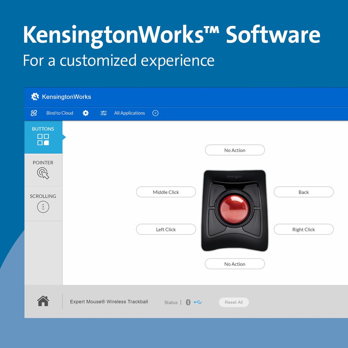 Kensington K72359WW - Trackball Expert Mouse Inalámbrico, Bluetooth o USB, 4 Botones Programables, con Seguimiento Óptico DiamondEye, Ambidiestro, Reposamuñecas Extraíble, Scroll Ring, Rojo, 55 mm